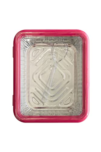 Fancy Panz Classic, Dress Up & Protect Your Foil Pan, Made in USA, Fits Half Size Foil Pans. Foil Pan & Serving Spoon Included. Hot or Cold Food. Stackable for easy travel. (Hot Pink)