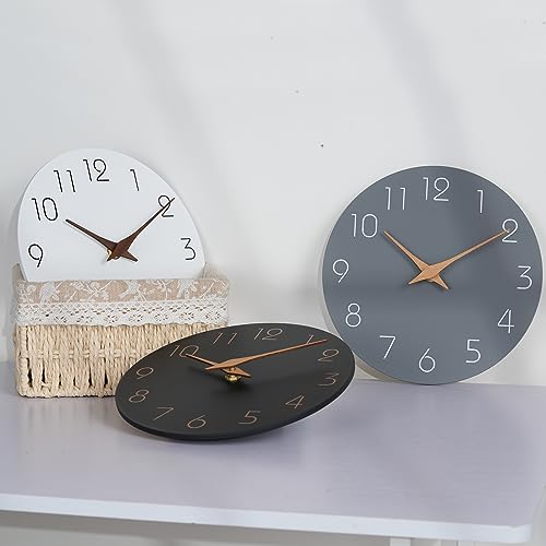 Mosewa Wall Clock 8 Inch Silent Non Ticking Wall Clocks Battery Operated - Simple Minimalist Wooden Clock Decorative for Kitchen,Home,Bedroom,Living Room, Office(8" White)