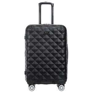 kenneth cole reaction diamond tower collection lightweight hardside expandable 8-wheel spinner travel luggage, black, 24-inch checked