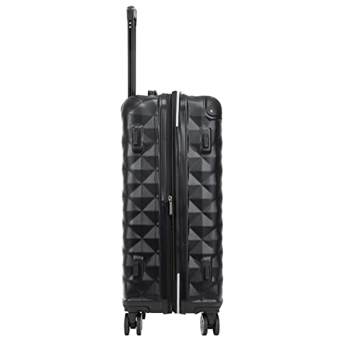 Kenneth Cole Reaction Diamond Tower Collection Lightweight Hardside Expandable 8-Wheel Spinner Travel Luggage, Black, 24-Inch Checked