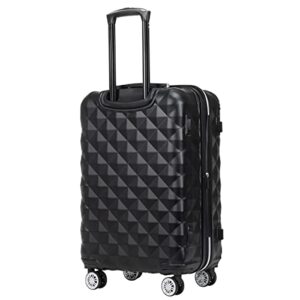 Kenneth Cole Reaction Diamond Tower Collection Lightweight Hardside Expandable 8-Wheel Spinner Travel Luggage, Black, 24-Inch Checked