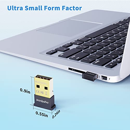 USB Bluetooth Adapter for PC Receiver - Ponbohu Mini Bluetooth 5.1 EDR Dongle transmitter for Computer Desktop Transfer for Laptop Bluetooth Headset Speaker Keyboard Mouse Printer Windows11/10/8.1/8/7