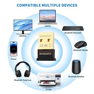 USB Bluetooth Adapter for PC Receiver - Ponbohu Mini Bluetooth 5.1 EDR Dongle transmitter for Computer Desktop Transfer for Laptop Bluetooth Headset Speaker Keyboard Mouse Printer Windows11/10/8.1/8/7