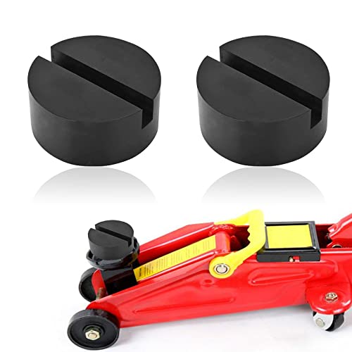 2Pcs Rubber Jack Pads (Slotted Pucks)-Universal Jack Stand Pad Adapter Pinch Weld Side Frame Rail Protector,Frame Rail Protector Puck/Pad Keeps Pinch Weld, Paint and Metal Safe