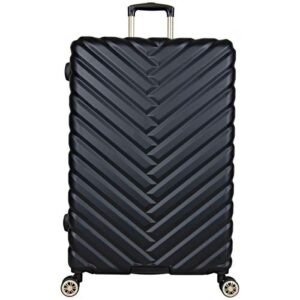 kenneth cole reaction "madison square" women's luggage lightweight hardside chevron expandable 8-wheel spinner checked suitcase, 24-inch checked, black