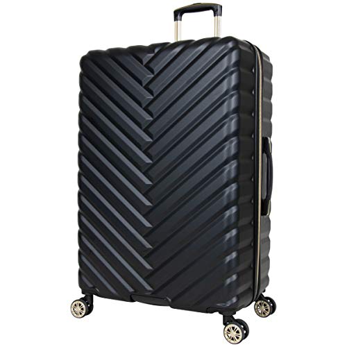 Kenneth Cole Reaction "Madison Square" Women's Luggage Lightweight Hardside Chevron Expandable 8-Wheel Spinner Checked Suitcase, 24-inch Checked, Black