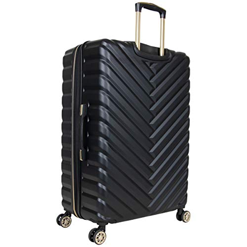 Kenneth Cole Reaction "Madison Square" Women's Luggage Lightweight Hardside Chevron Expandable 8-Wheel Spinner Checked Suitcase, 24-inch Checked, Black