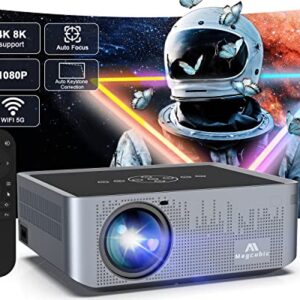 Projector 4K 8K Supported with 5G WiFi Bluetooth 5.0, Movie Auto Focus Projector 1080P Native 300 ANSI 10000 Lumens, Auto Keystone Correction Portable Outdoor Projector Compatible wiht TV Stick, PC