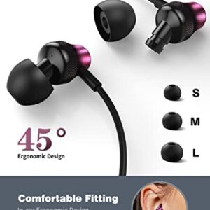 USB C Headphone Type C Earphone Hifi Stereo Wired Earbuds for Google Pixel 6a 7a 7 6 Samsung A53 A54 S23 in-Ear Noise Canceling Bass Corded Headset with Mic for Galaxy Z Flip Fold 5 4 S22 S21 S20 Wine