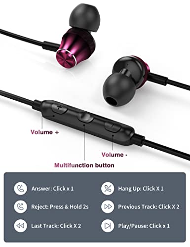USB C Headphone Type C Earphone Hifi Stereo Wired Earbuds for Google Pixel 6a 7a 7 6 Samsung A53 A54 S23 in-Ear Noise Canceling Bass Corded Headset with Mic for Galaxy Z Flip Fold 5 4 S22 S21 S20 Wine