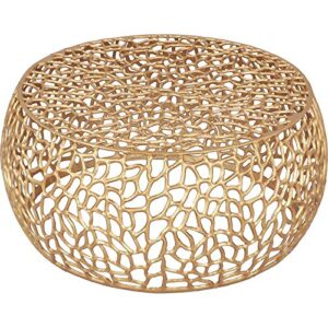 Meridian Furniture Priya Collection Modern | Contemporary Solid Aluminum Round Coffee Table & Priya Collection Modern | Contemporary Solid Aluminum Round End Table, 17.5" Wx17.5 Dx20 H, Gold