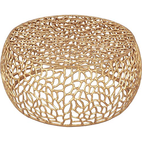 Meridian Furniture Priya Collection Modern | Contemporary Solid Aluminum Round Coffee Table & Priya Collection Modern | Contemporary Solid Aluminum Round End Table, 17.5" Wx17.5 Dx20 H, Gold