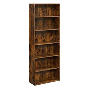 VASAGLE Bookshelf, 6-Tier Open Bookcase, Floor Standing Unit, Rustic Brown ULBC166X01 & 39-Inch Computer Writing Desk, Home Office Small Study Workstation, 39.4, Rustic Brown + Black