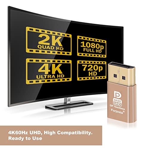 Unleash The Power of Furjosta 4K DisplayPort Emulator- Seamless Integration with Headless Systems and Support up to 4K@60Hz Resolution