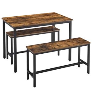 VASAGLE Dining Table Set, Bar Table, Kitchen Table Counter, Industrial, Black UKDT070B01 & Coffee Table for Living Room, 2-Tier Cocktail Table, Center Table Black ULCT61X