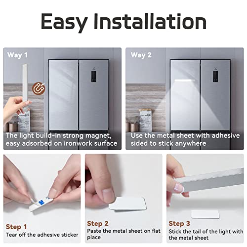 HOLYTALK 3 Pack Motion Sensor Light Indoor,10 LED Under Cabinet Lights Wireless,Rechargeable Under Cabinet Lighting,Stick Anywhere Magnetic Closet Lights,Night Light for Counter,Stairs