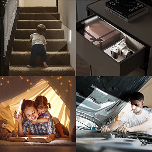HOLYTALK 3 Pack Motion Sensor Light Indoor,10 LED Under Cabinet Lights Wireless,Rechargeable Under Cabinet Lighting,Stick Anywhere Magnetic Closet Lights,Night Light for Counter,Stairs