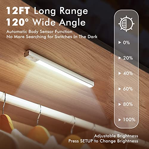 HOLYTALK 3 Pack Motion Sensor Light Indoor,10 LED Under Cabinet Lights Wireless,Rechargeable Under Cabinet Lighting,Stick Anywhere Magnetic Closet Lights,Night Light for Counter,Stairs