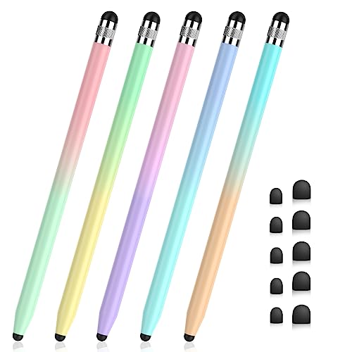 Stylus Pens for Touch Screens - StylusHome 5 Pack Stylus Pens, 2-in-1 High Sensitivity Capacitive Stylus with 10 Extra Tips for iPad iPhone Tablets Samsung Galaxy All Universal Touchscreen Devices