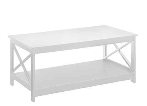 Convenience Concepts Oxford TV Stand, White & Oxford Coffee Table with Shelf, White