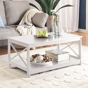 Convenience Concepts Oxford TV Stand, White & Oxford Coffee Table with Shelf, White