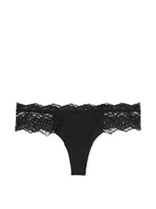 victoria's secret dream angels lace thong panty, underwear for women, black (m)