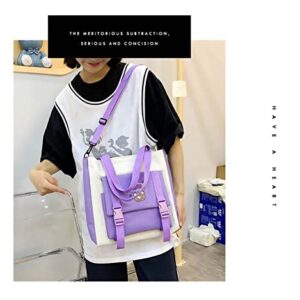 MOJIDUO 5Pcs Set Kawaii Backpack with cute plush Pendants & Badge,19 gallon capacity School Bag Cute Aesthetic Backpack