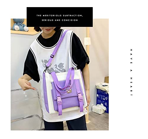 MOJIDUO 5Pcs Set Kawaii Backpack with cute plush Pendants & Badge,19 gallon capacity School Bag Cute Aesthetic Backpack