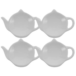 soy sauce dish jewelry holder 4pcs tea bag holder ceramic teabag coaster teapot shaped seasoning dish for sauce dessert (white) tea bag organizer tea plates