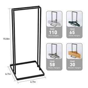 Hanger Organizer Stacker 2 Pack, Hanger Storage Stand Holds Up to 110 Wire Clothes Hangers for Closet Laundry Room, Metal Stand Hanger Holder Rack for Children Adults Clothes Hangers, Black