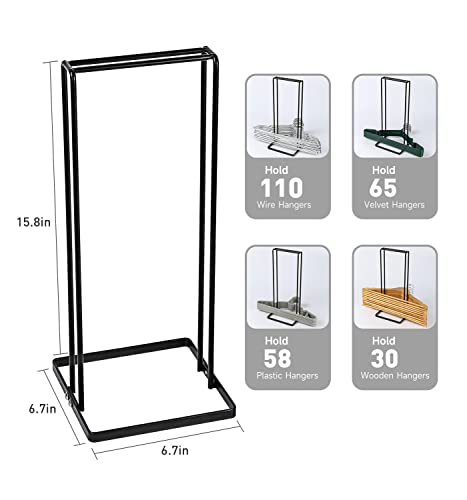 Hanger Organizer Stacker 2 Pack, Hanger Storage Stand Holds Up to 110 Wire Clothes Hangers for Closet Laundry Room, Metal Stand Hanger Holder Rack for Children Adults Clothes Hangers, Black