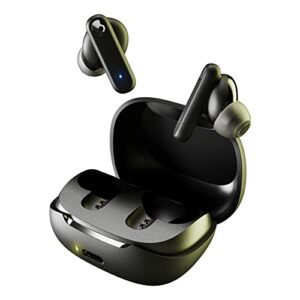 skullcandy smokin bud in-ear wireless earbuds, 20 hr battery, 50% renewable plastics, microphone, works with iphone android and bluetooth devices - black