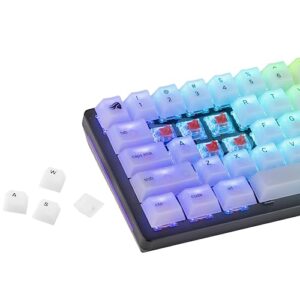 glorious polychroma keycaps: clear for rgb shine through for mechanical gaming keyboards, 115 keys, translucent cherry profile