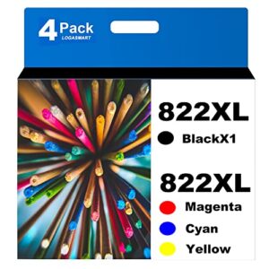 822xl remanufactured for epson 822xl ink cartridges for epson 822 xl t822 to use for epson workforce pro wf-3820 wf-4820 wf-4830 wf-4833 wf-4834 printer (4 pack bcmy)