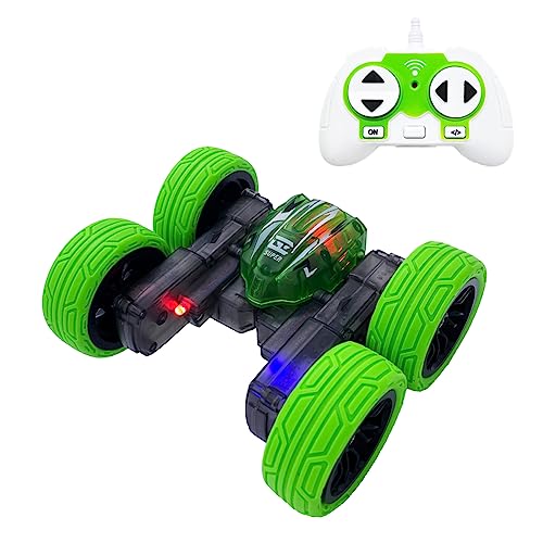 Threeking Small RC Rotating Stunt Cars Flowering Remote Control Car Toys with Lights Double-Sided Driving 360-degree Flips Rotating Car Toy