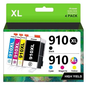 910xl ink cartridges combo pack for hp officejet pro 8020 ink cartridges replacement for hp 910 ink hp910xl work for officejet pro 8020 8025 8028 8030 8035 8022 printer (black and color, 4 pack)
