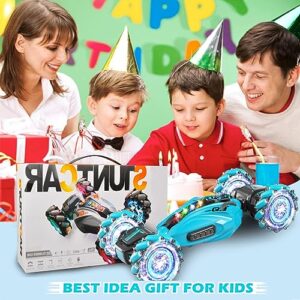 Gesture Rc Car,1:12 4WD 2.4G Hand Controlled Rc Car With Spray, All Terrain Remote Control Car For Boys 8-12,Toys For 7 8 9 10 11 12 Year Old Boys/Girls, Gift Ideas Birthday Chirstams RC Truck-Blue