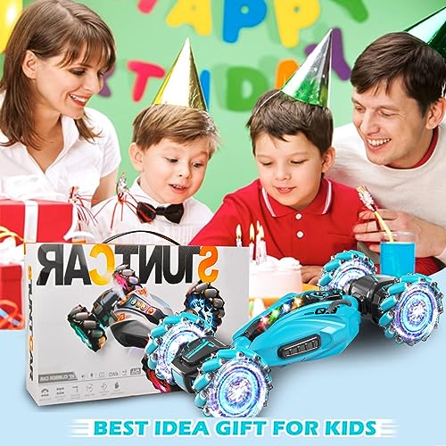 Gesture Rc Car,1:12 4WD 2.4G Hand Controlled Rc Car With Spray, All Terrain Remote Control Car For Boys 8-12,Toys For 7 8 9 10 11 12 Year Old Boys/Girls, Gift Ideas Birthday Chirstams RC Truck-Blue