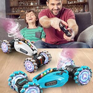 Gesture Rc Car,1:12 4WD 2.4G Hand Controlled Rc Car With Spray, All Terrain Remote Control Car For Boys 8-12,Toys For 7 8 9 10 11 12 Year Old Boys/Girls, Gift Ideas Birthday Chirstams RC Truck-Blue