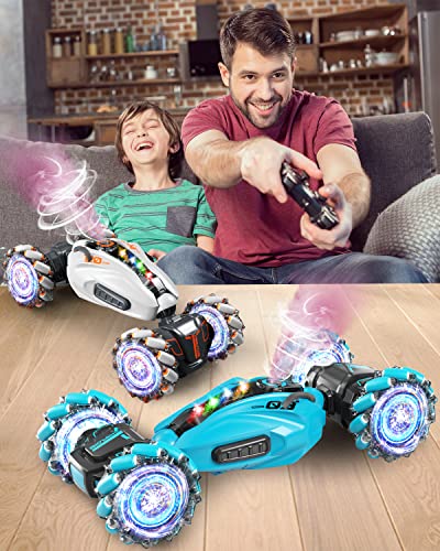 Gesture Rc Car,1:12 4WD 2.4G Hand Controlled Rc Car With Spray, All Terrain Remote Control Car For Boys 8-12,Toys For 7 8 9 10 11 12 Year Old Boys/Girls, Gift Ideas Birthday Chirstams RC Truck-Blue