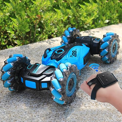 Gesture Rc Car,1:12 4WD 2.4G Hand Controlled Rc Car With Spray, All Terrain Remote Control Car For Boys 8-12,Toys For 7 8 9 10 11 12 Year Old Boys/Girls, Gift Ideas Birthday Chirstams RC Truck-Blue