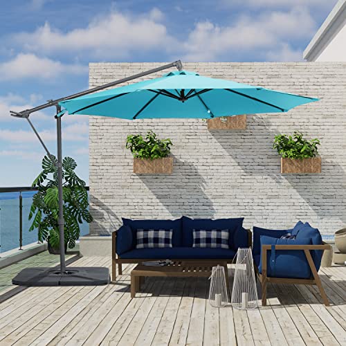 BPS Patio 10FT Off-set Hanging Umbrella Aluminum Cantilever Umbrella,Waterproof UV Protection Outdoor Umbrella with Ventilation for Backyard/Garden