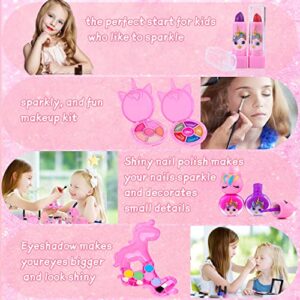 MagicToiee Brithday Gifts Unicorn Makeup Kit for Kids, Washable Cosmetic Set as Princess Birthday Gift Toy with Bag, Children Cosmetic Beauty Set for Girls Age 4 5 6 7 8 9 10 Year Old