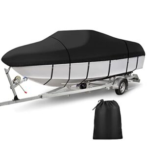 mictuning boat cover 17-19ft 210d waterproof heavy duty boat cover uv resistant cover with adjustable fixing straps for v-hull,fish&ski,pro-style,fishing boat etc