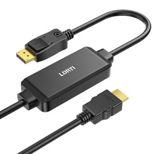 loryi hdmi to displayport cable, 6.6ft hdmi to dp cable(male to male), hdmi source to displayport monitor cable unidirectional, compatible for xbox one/360/ps4/ps5/mac mini, pc to monitor