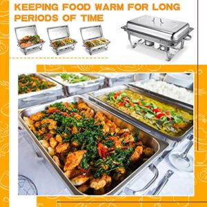 Hoolerry 6 Pcs Chafing Dish Buffet Set 9 Qt Stainless Steel Chafer Full Size Half Size 1/3 Size Chafing Food Pans Rectangular Catering Warmer Set for Parties Banquet Wedding Serving Dining