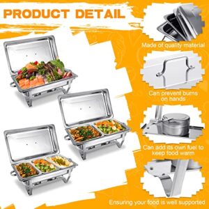 Hoolerry 6 Pcs Chafing Dish Buffet Set 9 Qt Stainless Steel Chafer Full Size Half Size 1/3 Size Chafing Food Pans Rectangular Catering Warmer Set for Parties Banquet Wedding Serving Dining