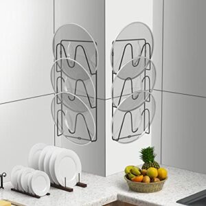 SGOOOD 2 Pack Pot Lid Organizer Rack - 3 Tier Pot Lids Holder No Drilling Adhesive Wall Mounted Lid Rack for Kitchen Cabinet Door Mounted Pot and Pan Covers Holder Rack, Black