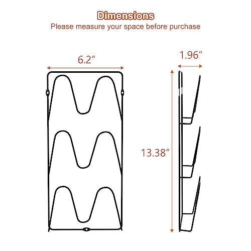 SGOOOD 2 Pack Pot Lid Organizer Rack - 3 Tier Pot Lids Holder No Drilling Adhesive Wall Mounted Lid Rack for Kitchen Cabinet Door Mounted Pot and Pan Covers Holder Rack, Black