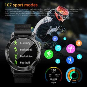 LOKMAT Military Smart Watch for Men,1.45" Full Screen Tactical Watches, Answer/Dial Calls AI Voice Smart Watches for Android iPhones Fitness Tracker Heart Rate/Sleep Monitor/Blood Pressure (Black)